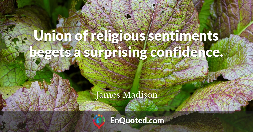 Union of religious sentiments begets a surprising confidence.
