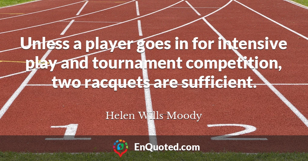 Unless a player goes in for intensive play and tournament competition, two racquets are sufficient.