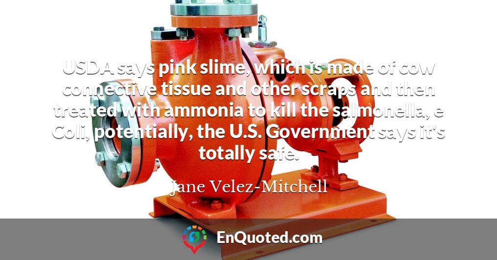 USDA says pink slime, which is made of cow connective tissue and other scraps and then treated with ammonia to kill the salmonella, e Coli, potentially, the U.S. Government says it's totally safe.