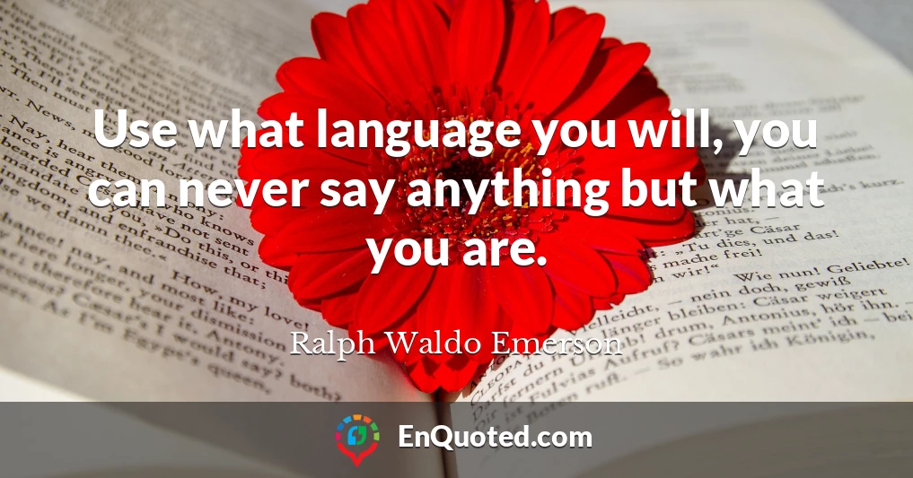 Use what language you will, you can never say anything but what you are.