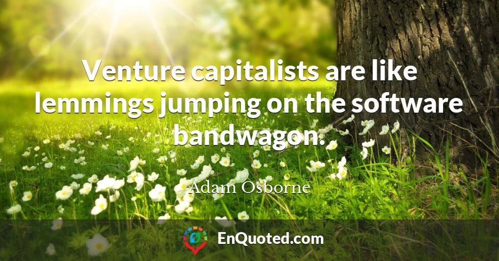 Venture capitalists are like lemmings jumping on the software bandwagon.