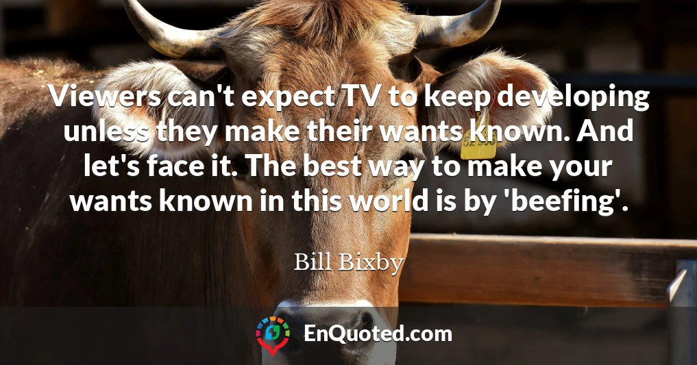 Viewers can't expect TV to keep developing unless they make their wants known. And let's face it. The best way to make your wants known in this world is by 'beefing'.