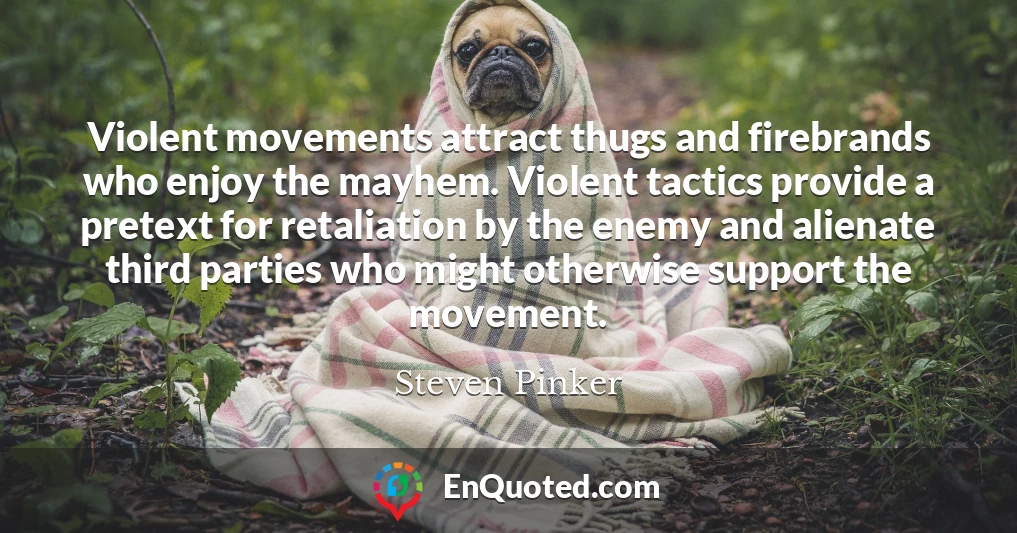 Violent movements attract thugs and firebrands who enjoy the mayhem. Violent tactics provide a pretext for retaliation by the enemy and alienate third parties who might otherwise support the movement.