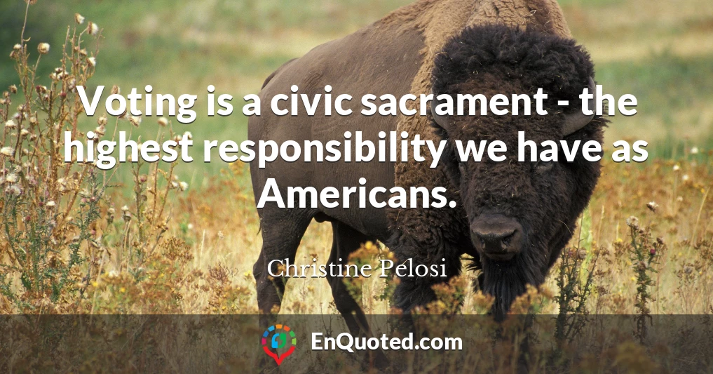 Voting is a civic sacrament - the highest responsibility we have as Americans.
