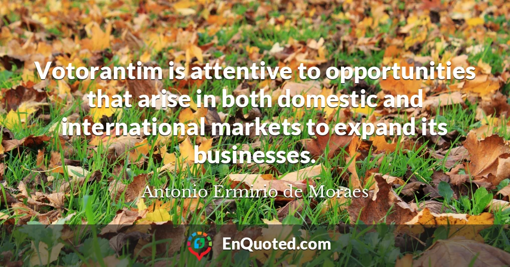 Votorantim is attentive to opportunities that arise in both domestic and international markets to expand its businesses.