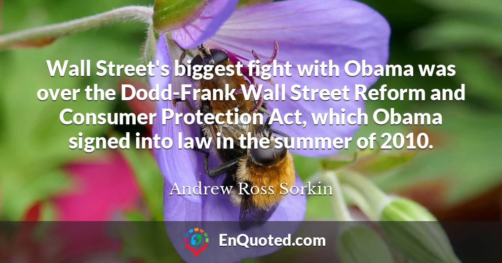 Wall Street's biggest fight with Obama was over the Dodd-Frank Wall Street Reform and Consumer Protection Act, which Obama signed into law in the summer of 2010.