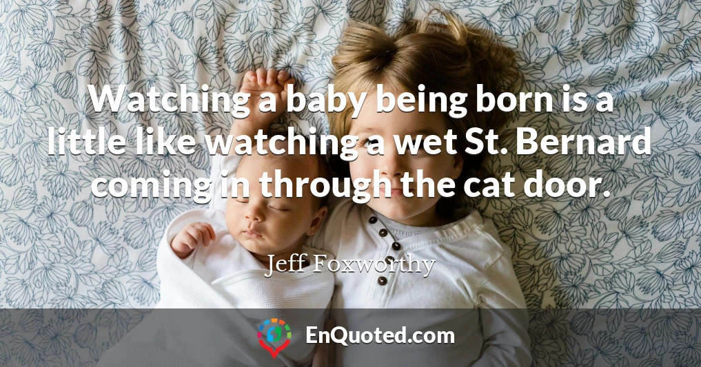 Watching a baby being born is a little like watching a wet St. Bernard coming in through the cat door.