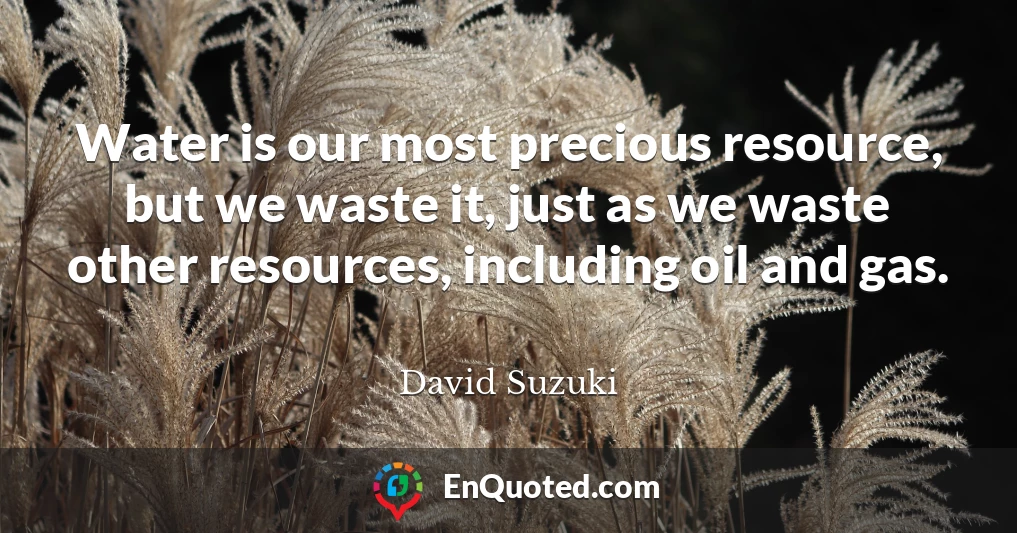 Water is our most precious resource, but we waste it, just as we waste other resources, including oil and gas.