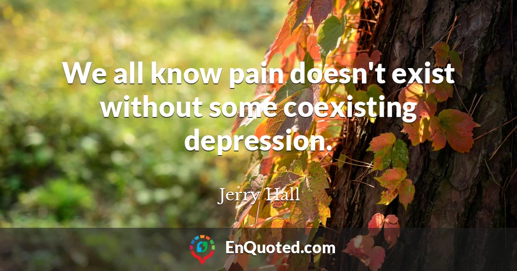 We all know pain doesn't exist without some coexisting depression.