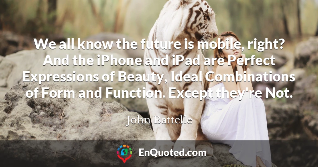 We all know the future is mobile, right? And the iPhone and iPad are Perfect Expressions of Beauty, Ideal Combinations of Form and Function. Except they're Not.