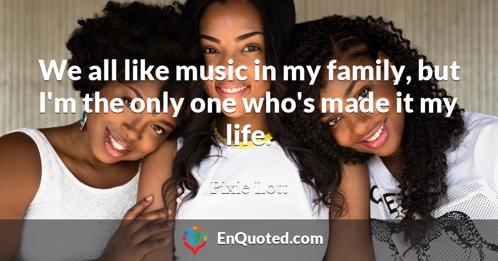 We all like music in my family, but I'm the only one who's made it my life.