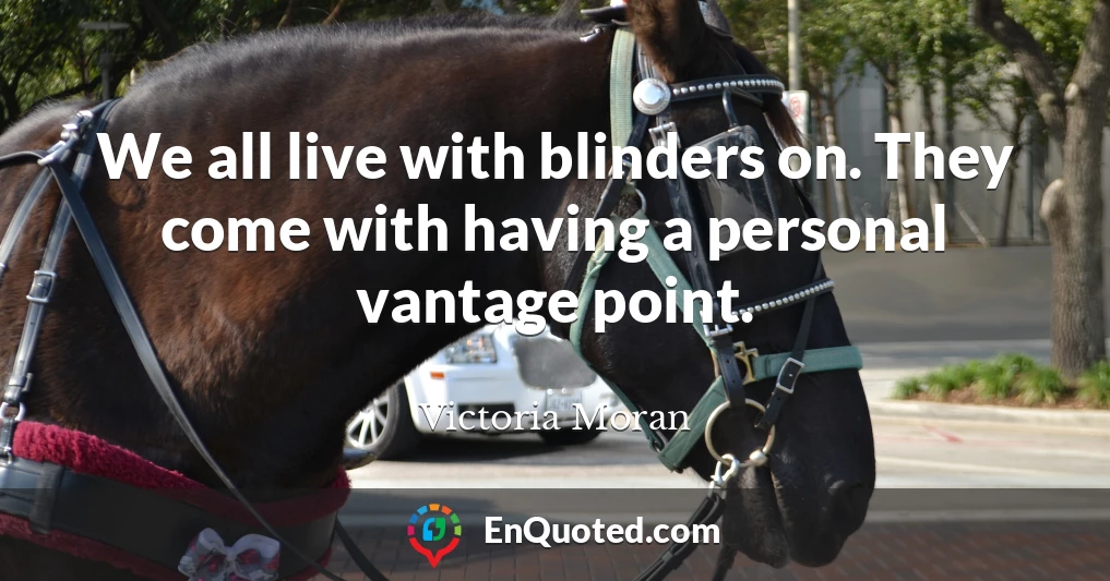 We all live with blinders on. They come with having a personal vantage point.