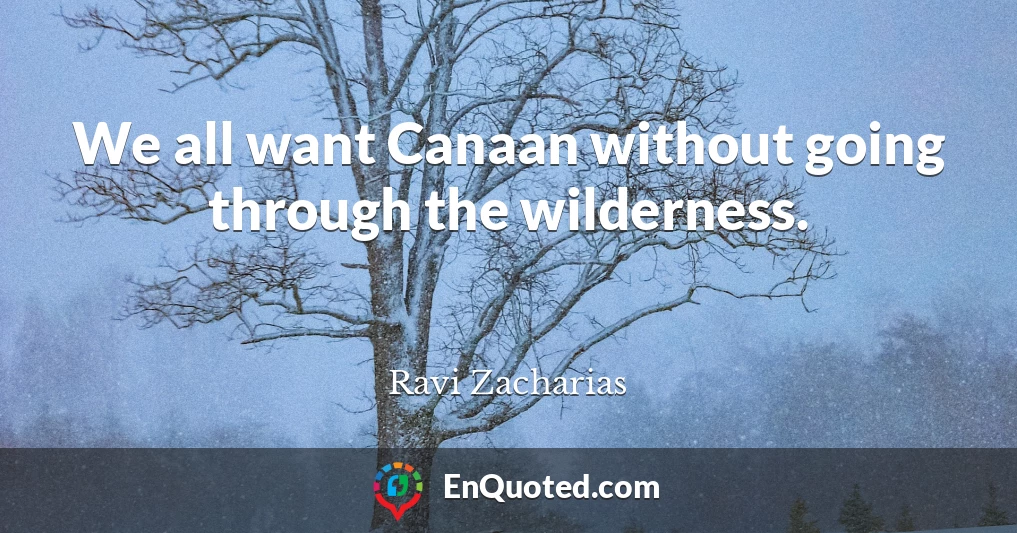 We all want Canaan without going through the wilderness.