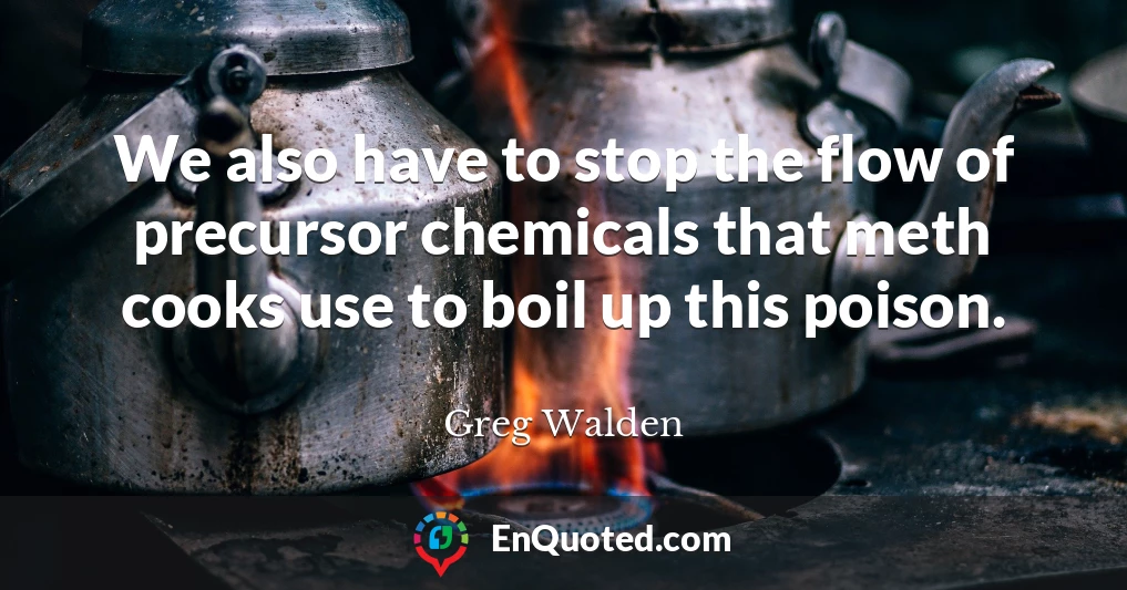 We also have to stop the flow of precursor chemicals that meth cooks use to boil up this poison.