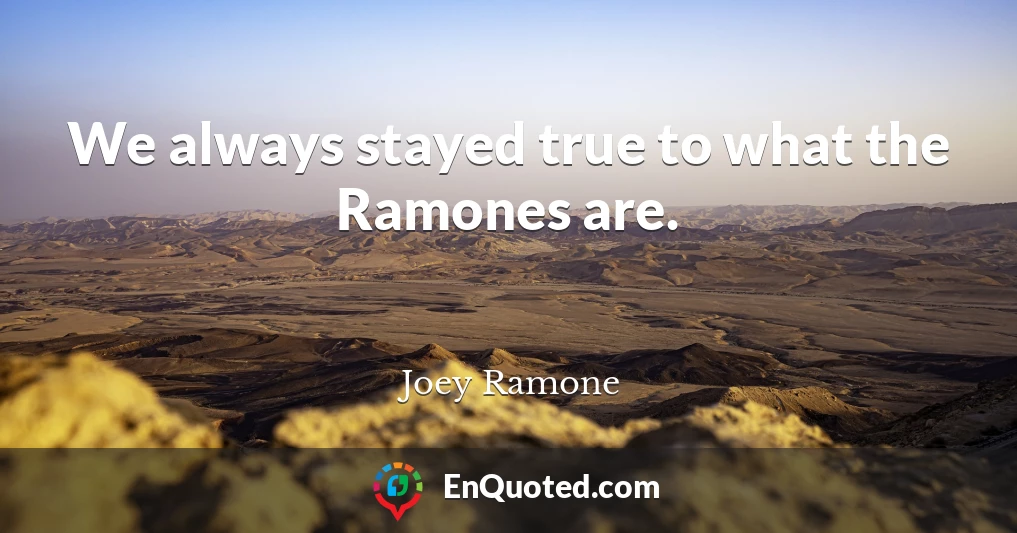 We always stayed true to what the Ramones are.