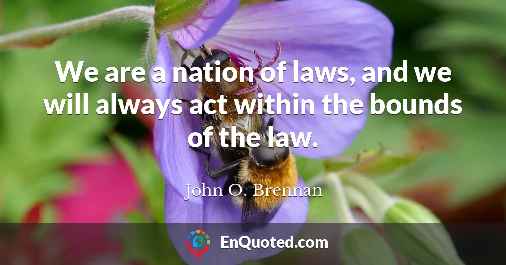 We are a nation of laws, and we will always act within the bounds of the law.