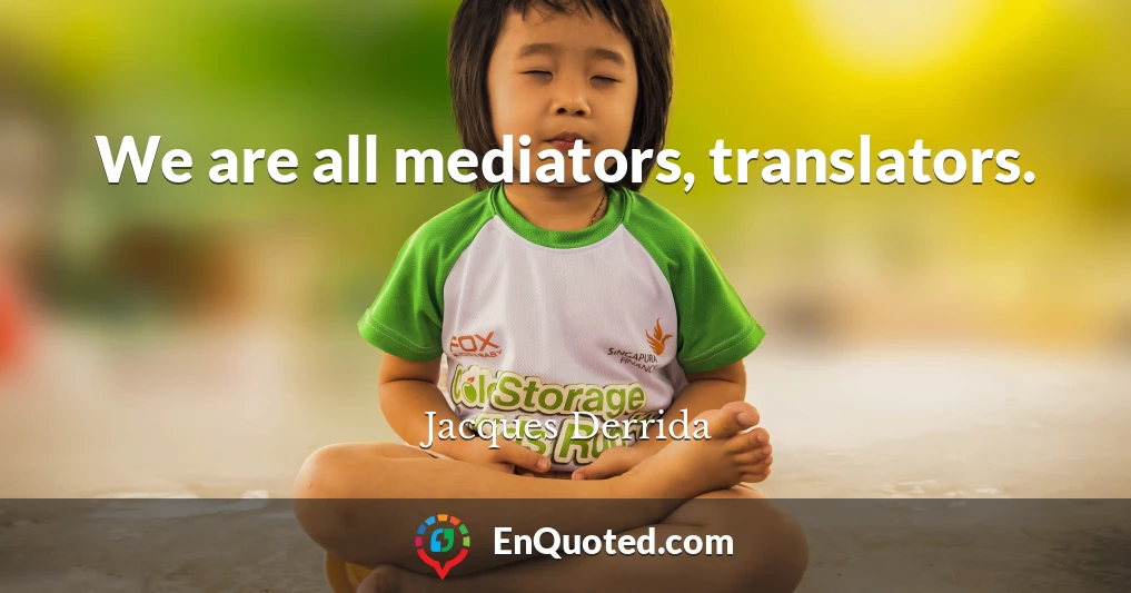 We are all mediators, translators.