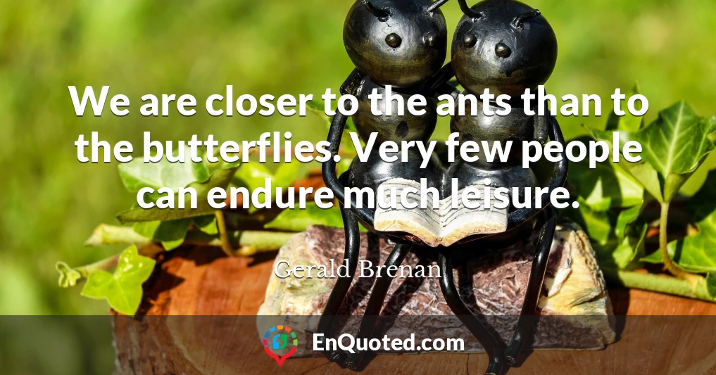 We are closer to the ants than to the butterflies. Very few people can endure much leisure.