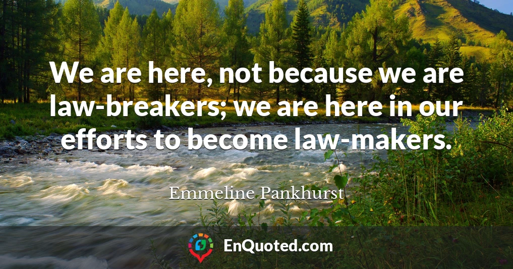 We are here, not because we are law-breakers; we are here in our efforts to become law-makers.