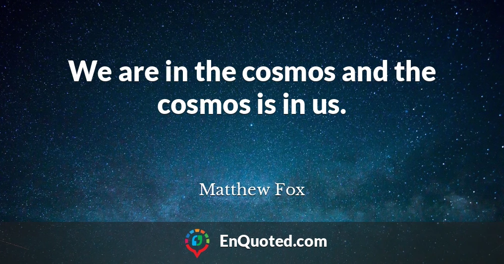 We are in the cosmos and the cosmos is in us.