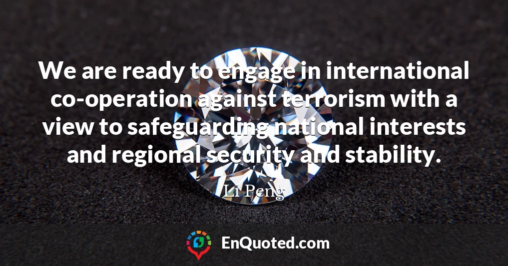 We are ready to engage in international co-operation against terrorism with a view to safeguarding national interests and regional security and stability.