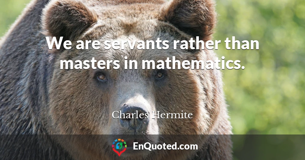 We are servants rather than masters in mathematics.
