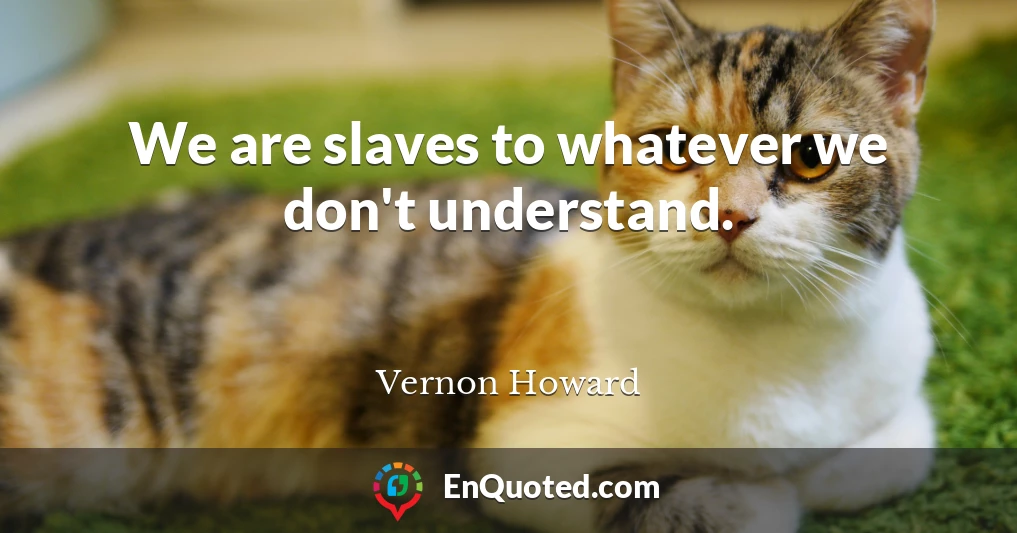 We are slaves to whatever we don't understand.