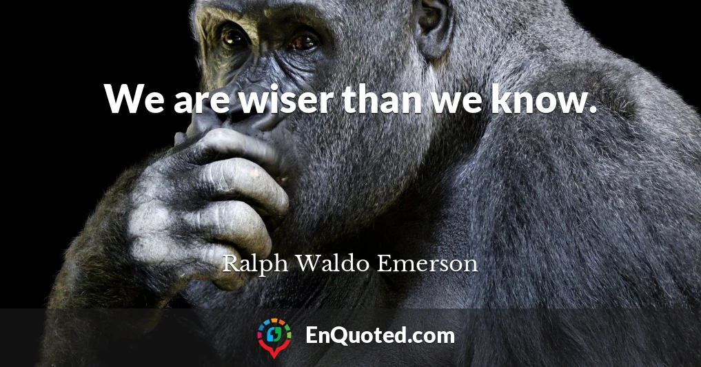 We are wiser than we know.