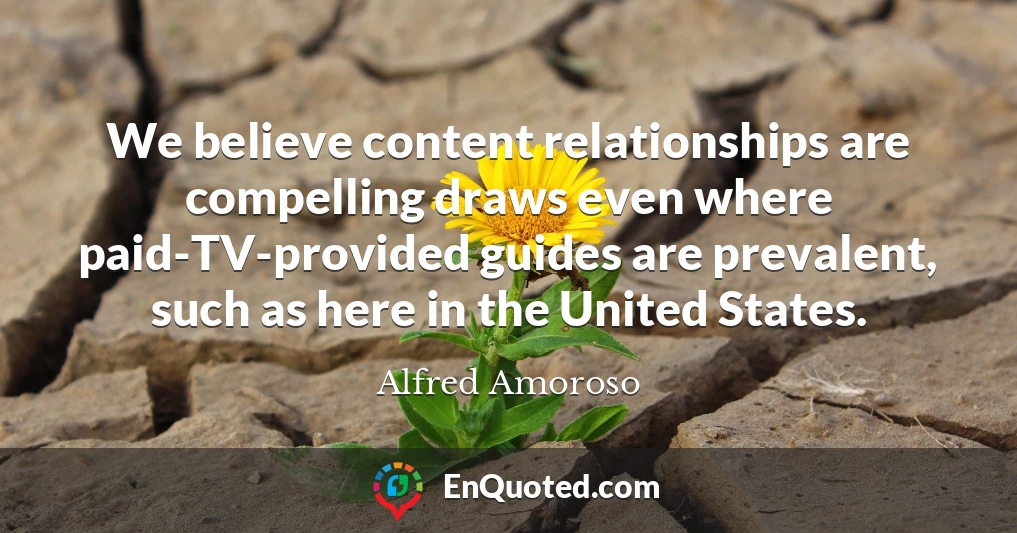 We believe content relationships are compelling draws even where paid-TV-provided guides are prevalent, such as here in the United States.