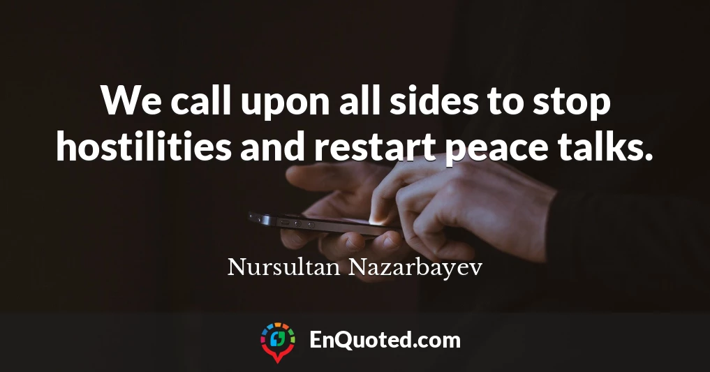 We call upon all sides to stop hostilities and restart peace talks.