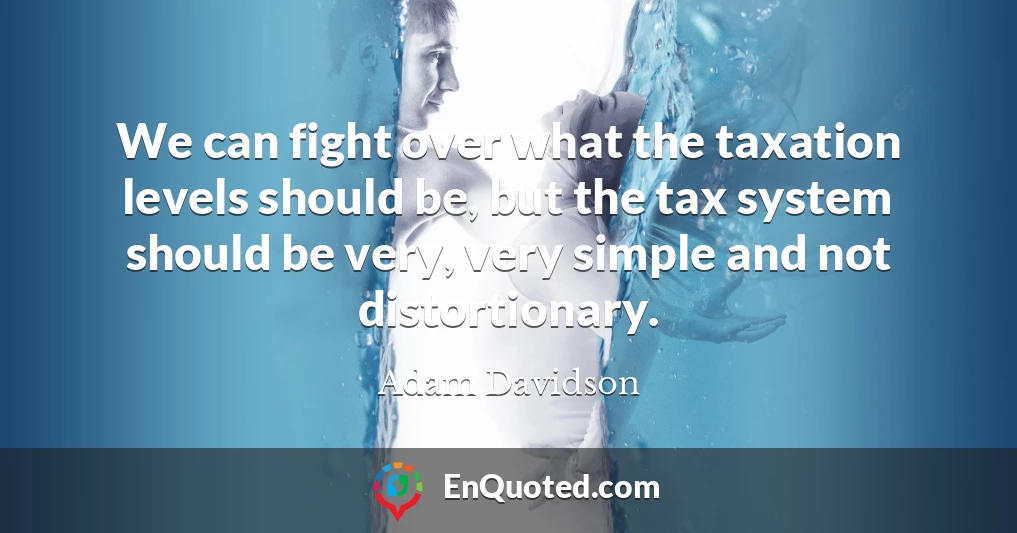 We can fight over what the taxation levels should be, but the tax system should be very, very simple and not distortionary.