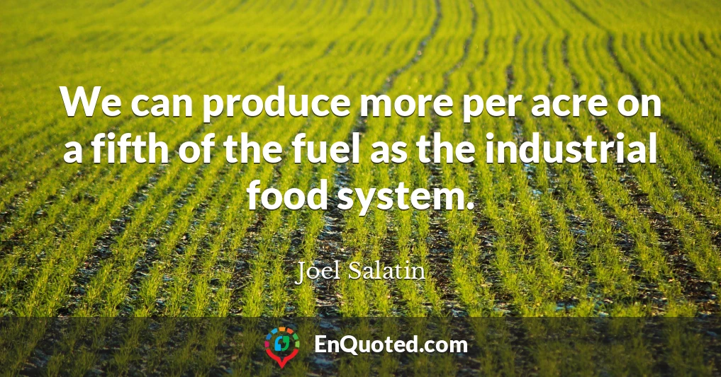 We can produce more per acre on a fifth of the fuel as the industrial food system.