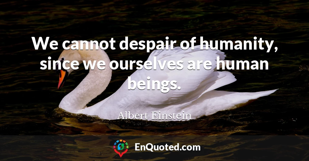 We cannot despair of humanity, since we ourselves are human beings.