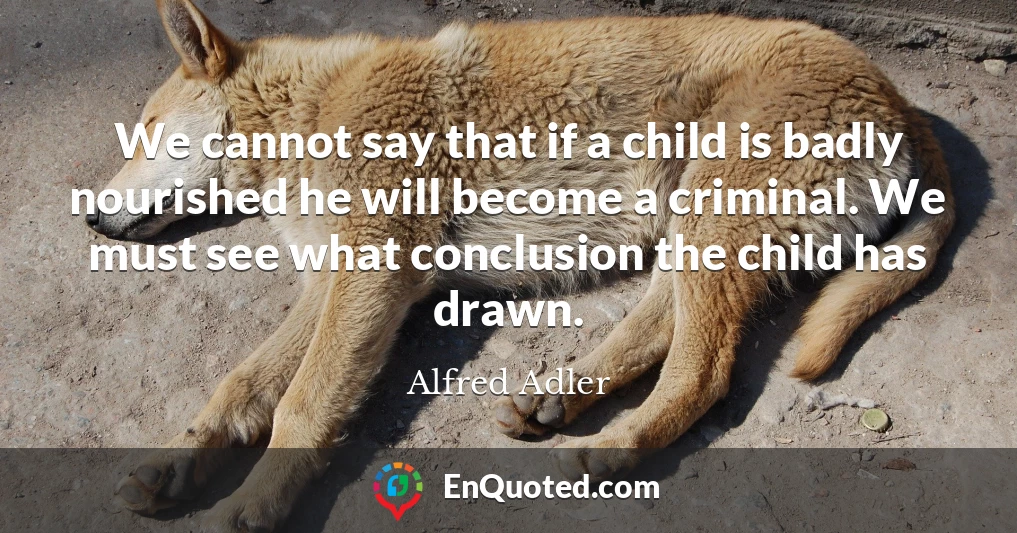 We cannot say that if a child is badly nourished he will become a criminal. We must see what conclusion the child has drawn.