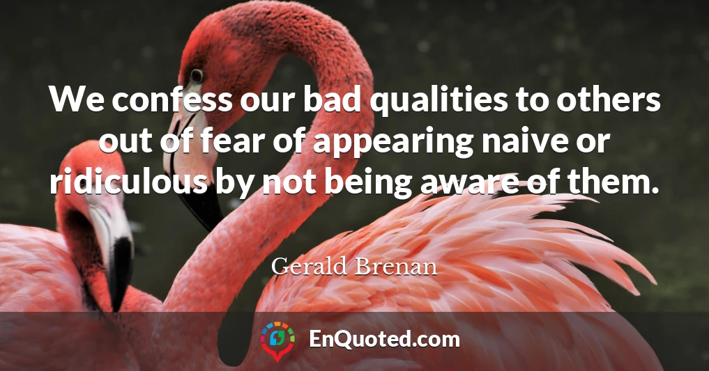 We confess our bad qualities to others out of fear of appearing naive or ridiculous by not being aware of them.