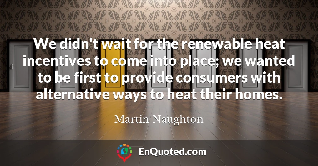We didn't wait for the renewable heat incentives to come into place; we wanted to be first to provide consumers with alternative ways to heat their homes.