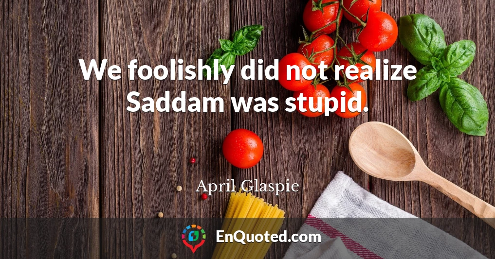 We foolishly did not realize Saddam was stupid.