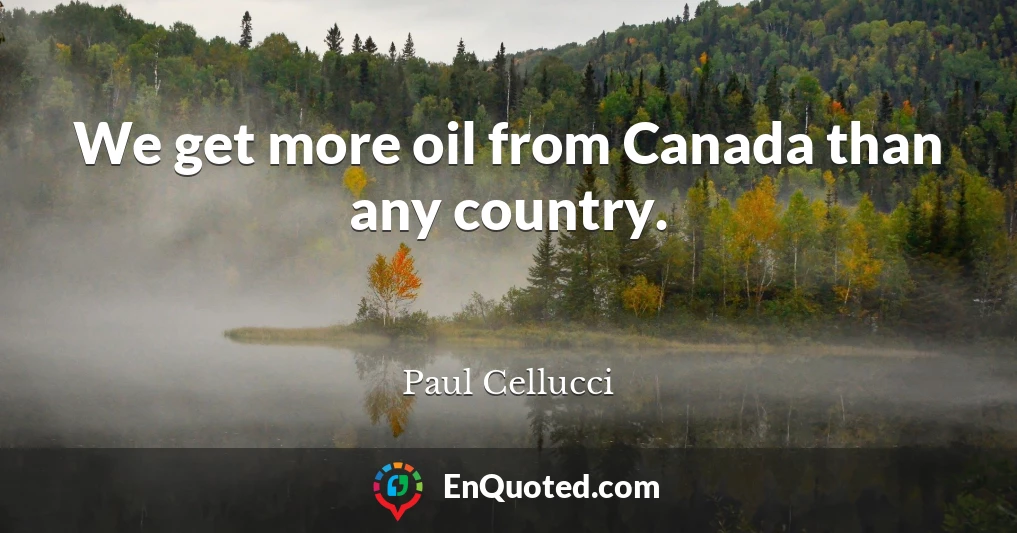 We get more oil from Canada than any country.