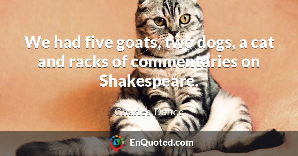 We had five goats, two dogs, a cat and racks of commentaries on Shakespeare.