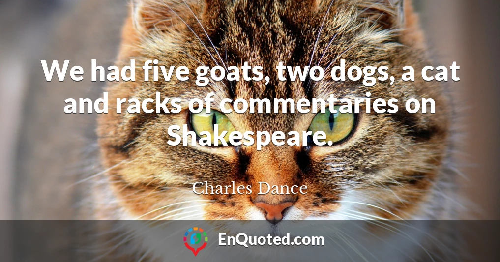 We had five goats, two dogs, a cat and racks of commentaries on Shakespeare.