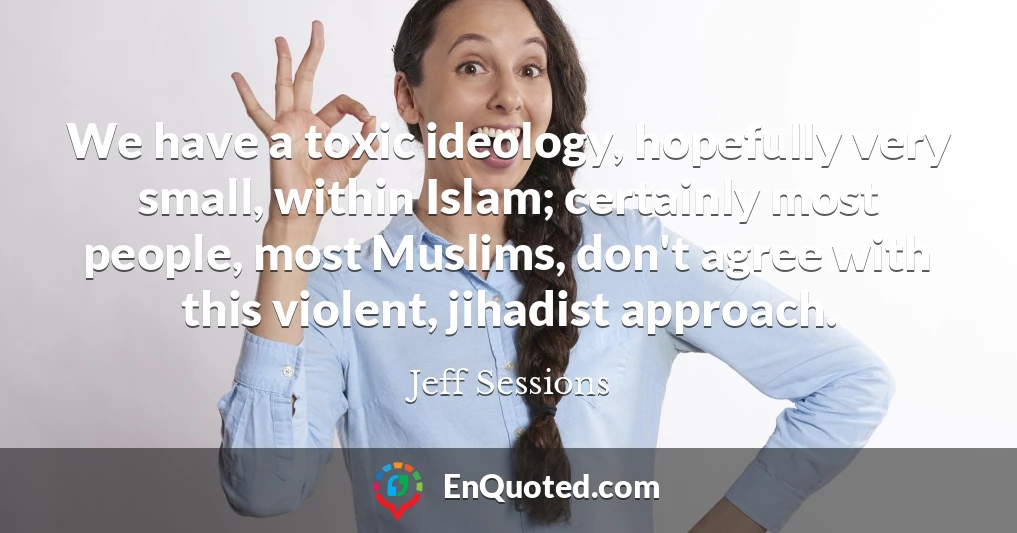 We have a toxic ideology, hopefully very small, within Islam; certainly most people, most Muslims, don't agree with this violent, jihadist approach.