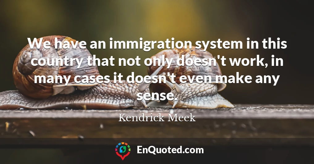 We have an immigration system in this country that not only doesn't work, in many cases it doesn't even make any sense.