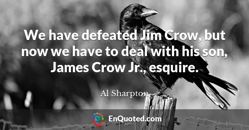 We have defeated Jim Crow, but now we have to deal with his son, James Crow Jr., esquire.