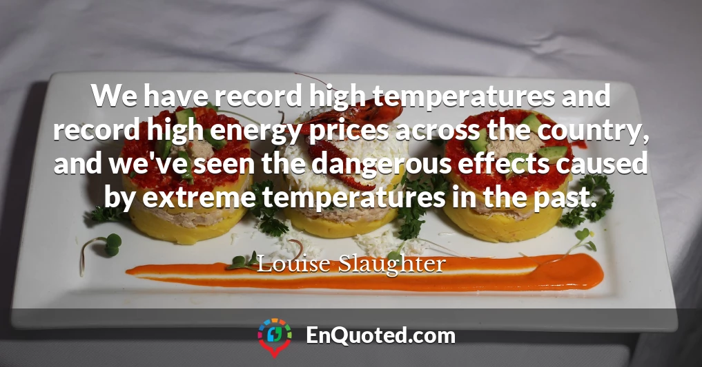 We have record high temperatures and record high energy prices across the country, and we've seen the dangerous effects caused by extreme temperatures in the past.