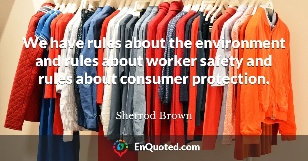 We have rules about the environment and rules about worker safety and rules about consumer protection.
