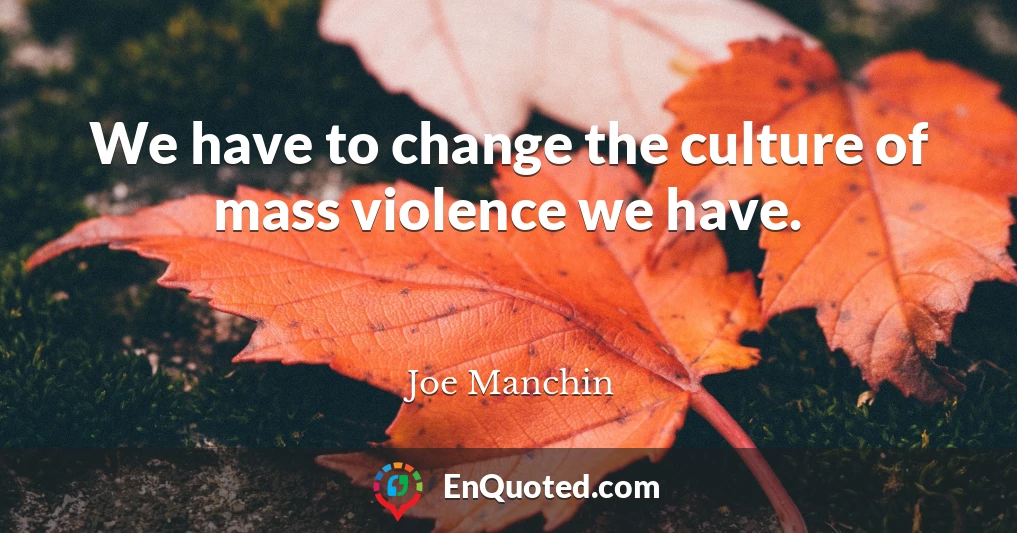 We have to change the culture of mass violence we have.