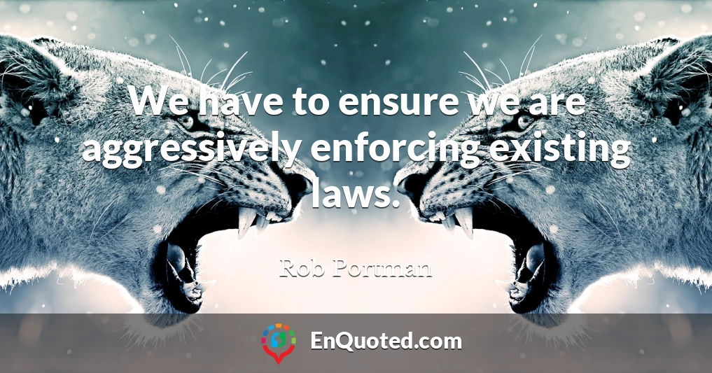 We have to ensure we are aggressively enforcing existing laws.