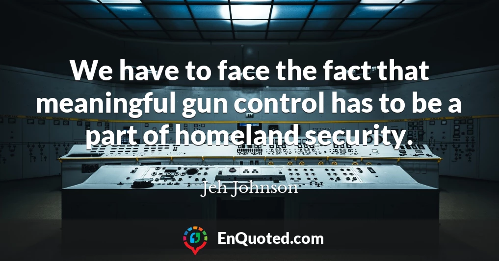 We have to face the fact that meaningful gun control has to be a part of homeland security.