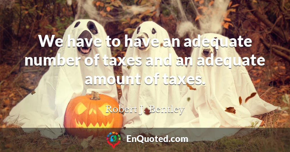 We have to have an adequate number of taxes and an adequate amount of taxes.
