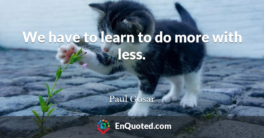 We have to learn to do more with less.